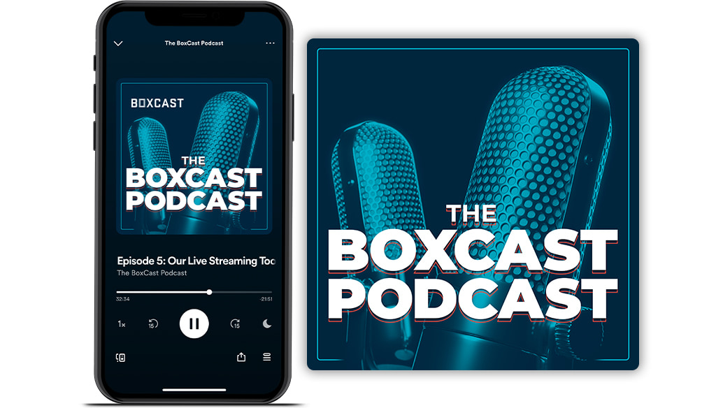The BoxCast Podcast playing on a phone