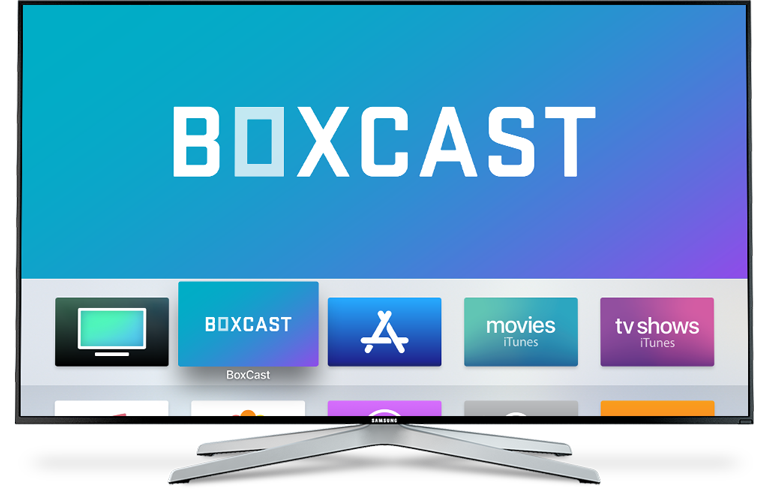 BoxCast Apple TV app on a television